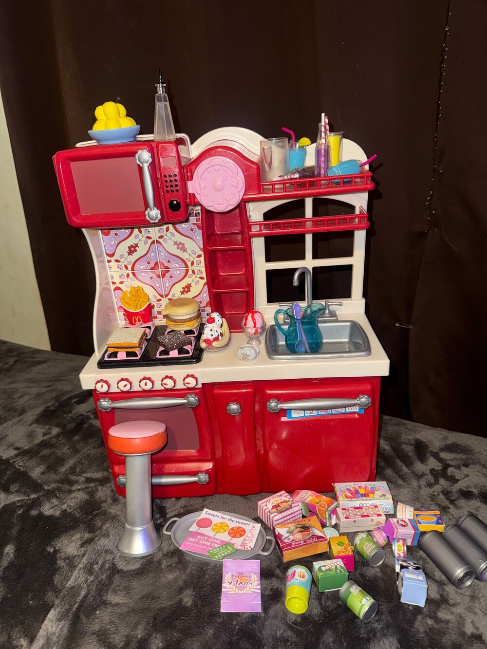 Our Generation Toy Kitchen with Miniature Food Accessories Playset